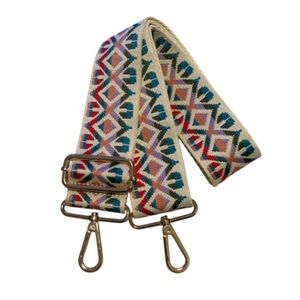 Colorful Geometric Bag Strap with Gold Clips